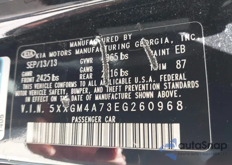 2014 Kia Optima Lx from USA, damaged, VIN 5XXGM4A73EG260968